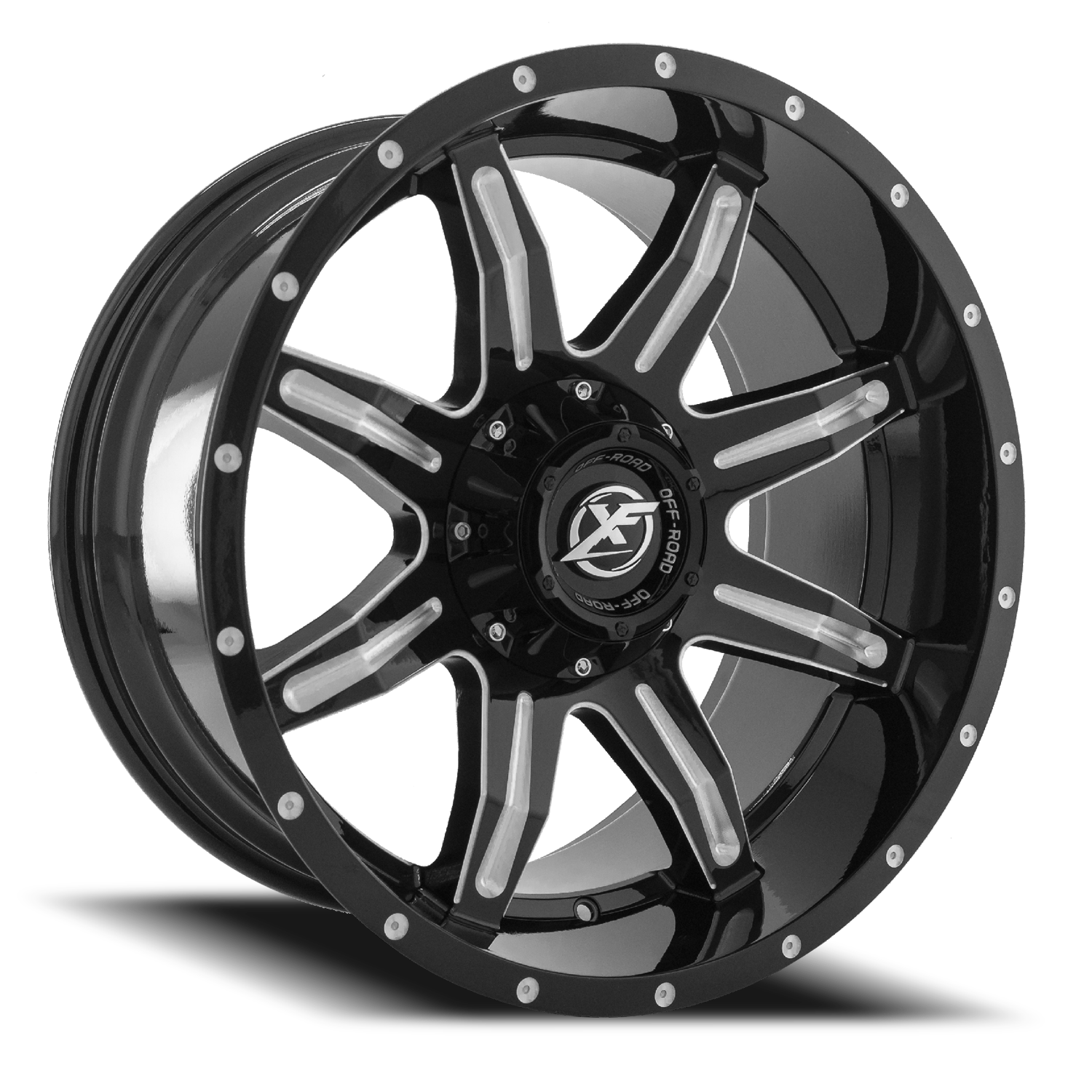 XF OFF-ROAD XF-215 24X12 -44 5X127/5X139.7 GLOSS BLACK & MILLED