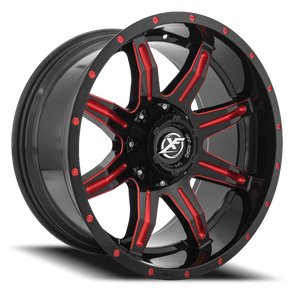 XF OFF-ROAD XF-215 24X12 -44 5X139.7/5X150 GLOSS BLACK & RED MILLED