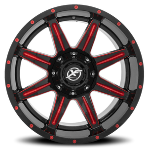 XF OFF-ROAD XF-215 24X12 -44 5X139.7/5X150 GLOSS BLACK & RED MILLED