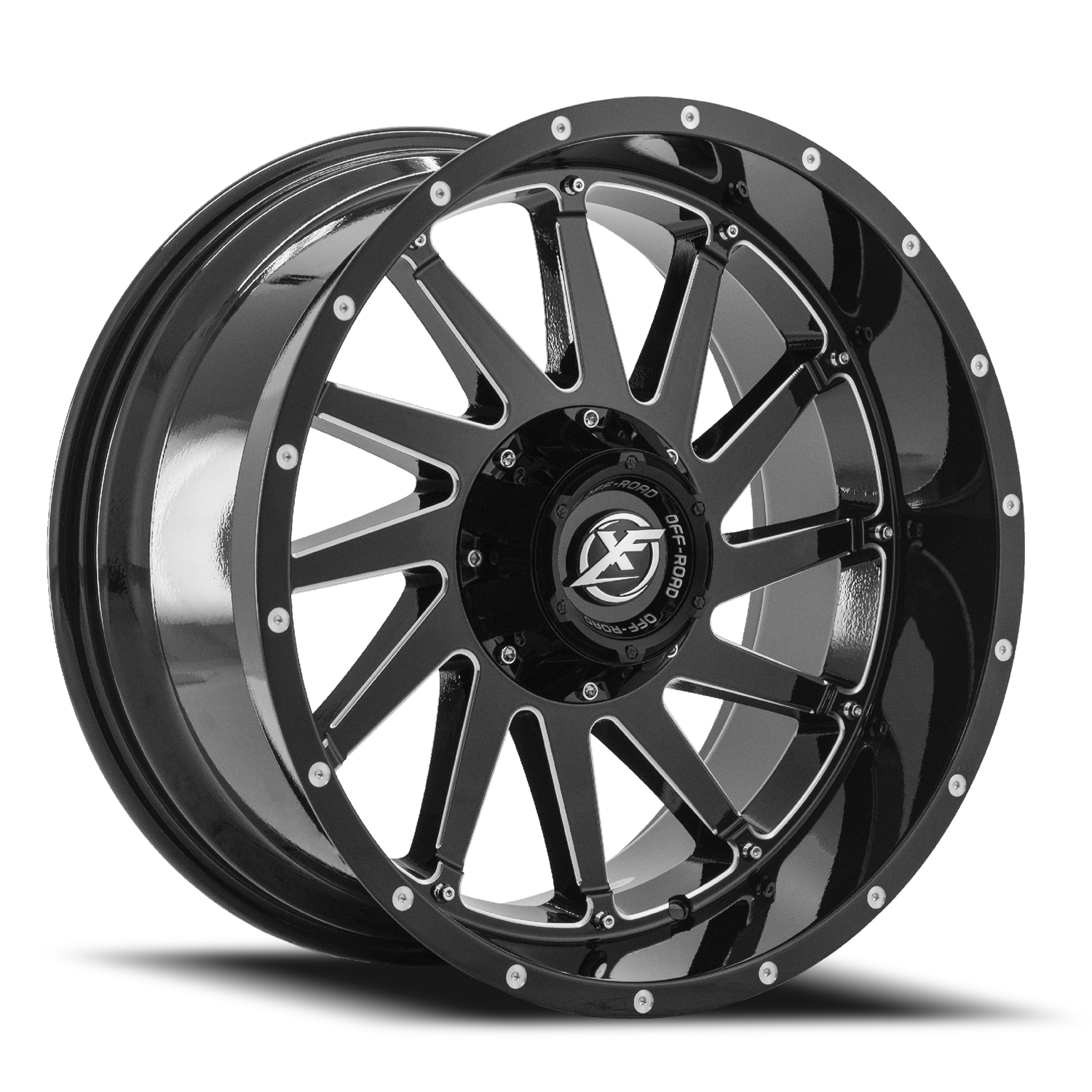 XF OFF-ROAD XF-216 22X12 -44 6X135/6X139.7 GLOSS BLACK & MILLED