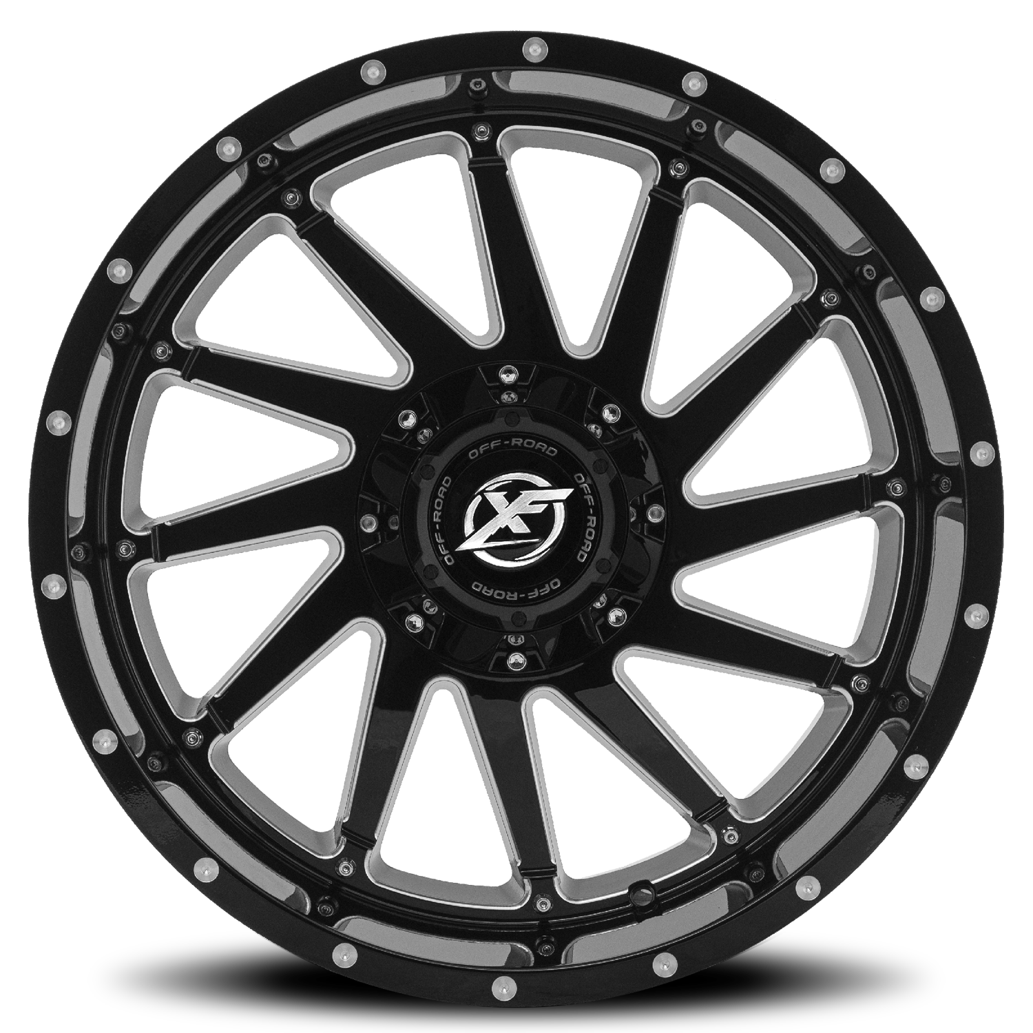 XF OFF-ROAD XF-216 22X12 -44 6X135/6X139.7 GLOSS BLACK & MILLED