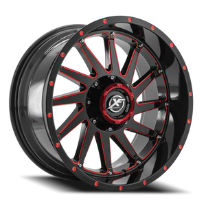 XF OFF-ROAD XF-216 20X12 -44 8X165.1/8X170 GLOSS BLACK & RED MILLED