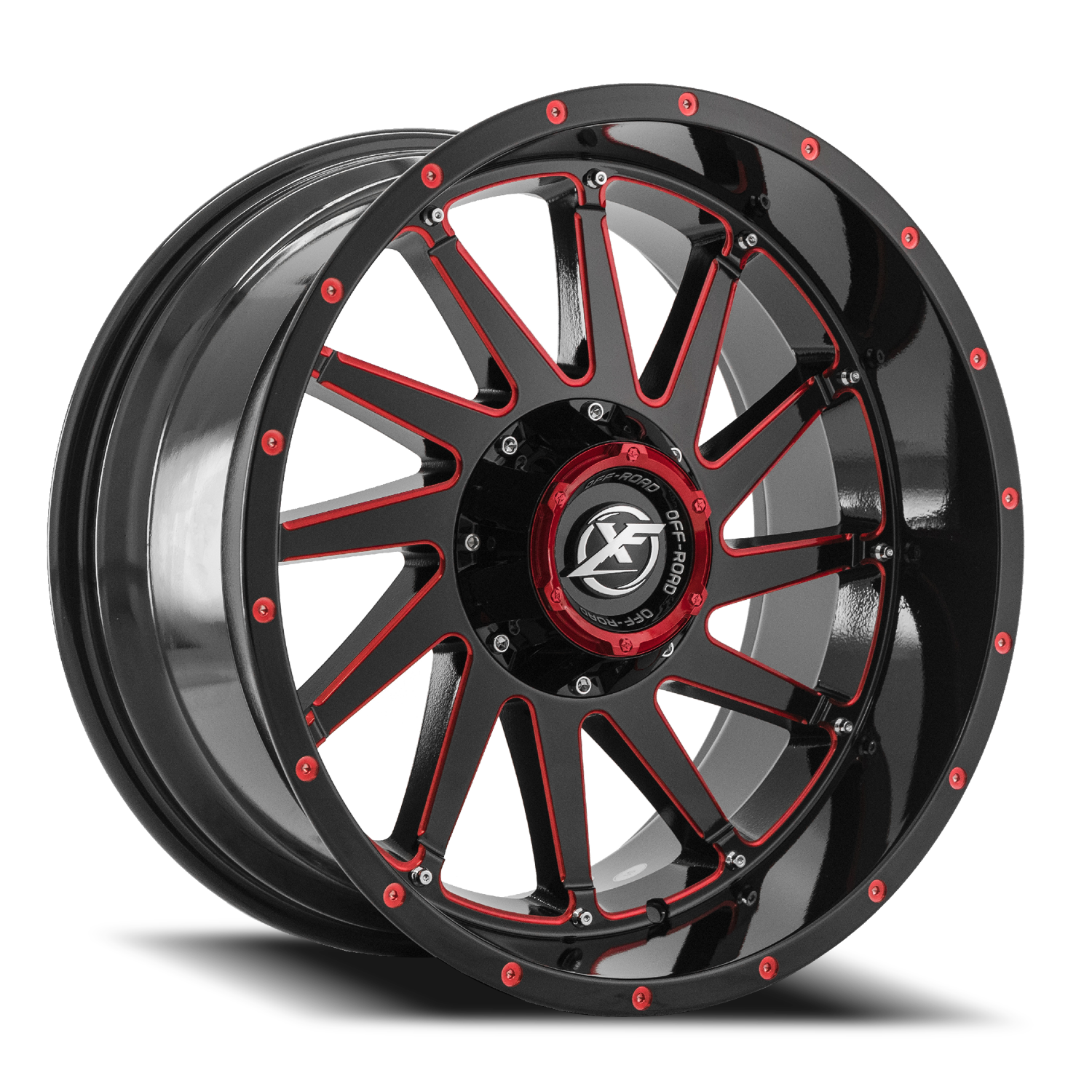 XF OFF-ROAD XF-216 20X10 -24 5X139.7/5X150 GLOSS BLACK & RED MILLED