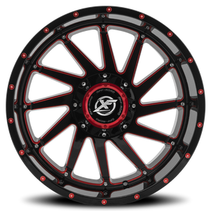 XF OFF-ROAD XF-216 20X12 -44 8X165.1/8X170 GLOSS BLACK & RED MILLED