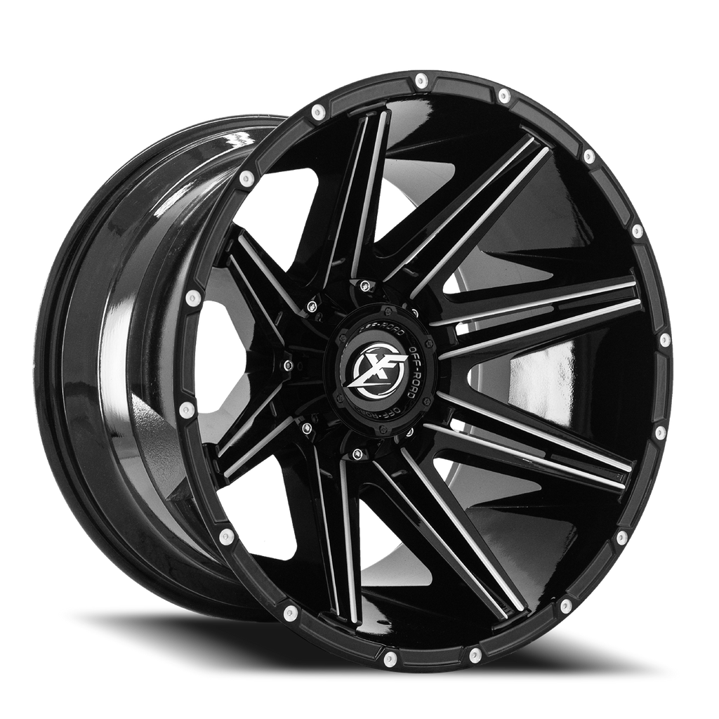 XF OFF-ROAD XF-220 22X10 -18 8X165.1/8X170 GLOSS BLACK & MILLED