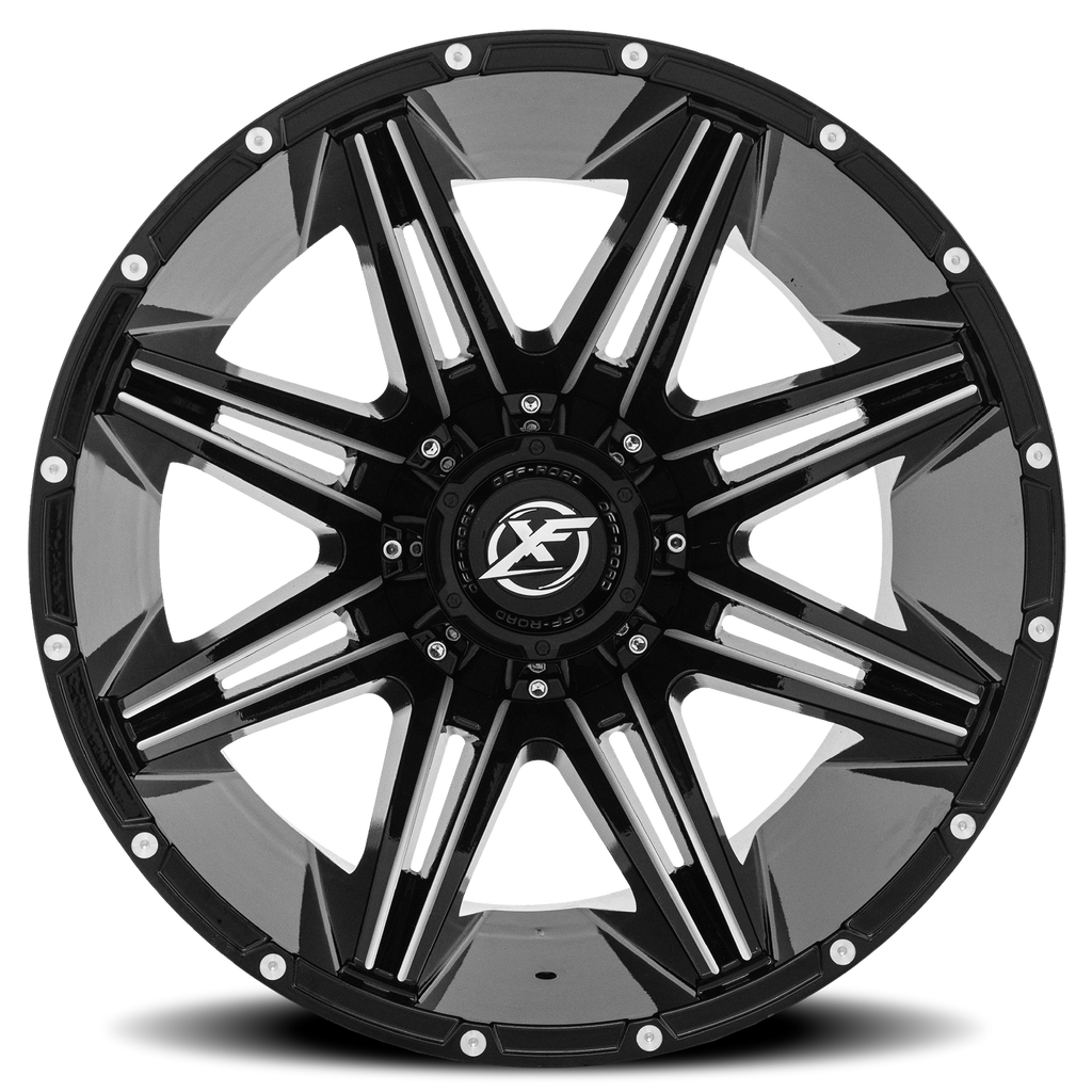 XF OFF-ROAD XF-220 22X12 -44 5X127/5X139.7 GLOSS BLACK & MILLED