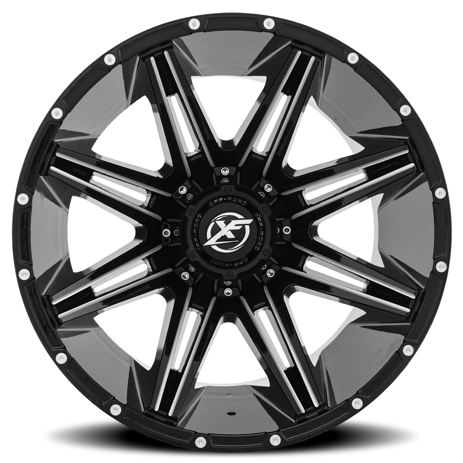 XF OFF-ROAD XF-220 22X12 -44 5X127/5X139.7 GLOSS BLACK & MILLED