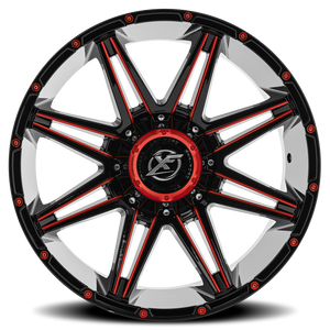 XF OFF-ROAD XF-220 22X10 -24 5X114.3/5X127 GLOSS BLACK & RED MILLED