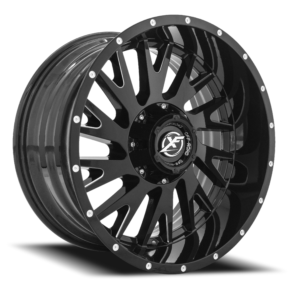 XF OFF-ROAD XF-221 20X10 -12 5X127/5X139.7 GLOSS BLACK & MILLED