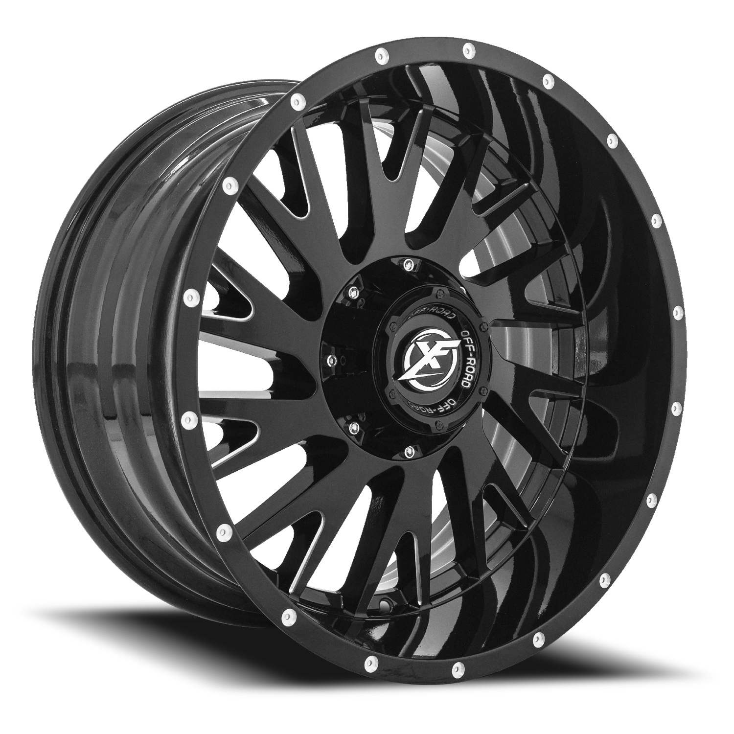 XF OFF-ROAD XF-221 20X10 -24 6X135/6X139.7 GLOSS BLACK & MILLED