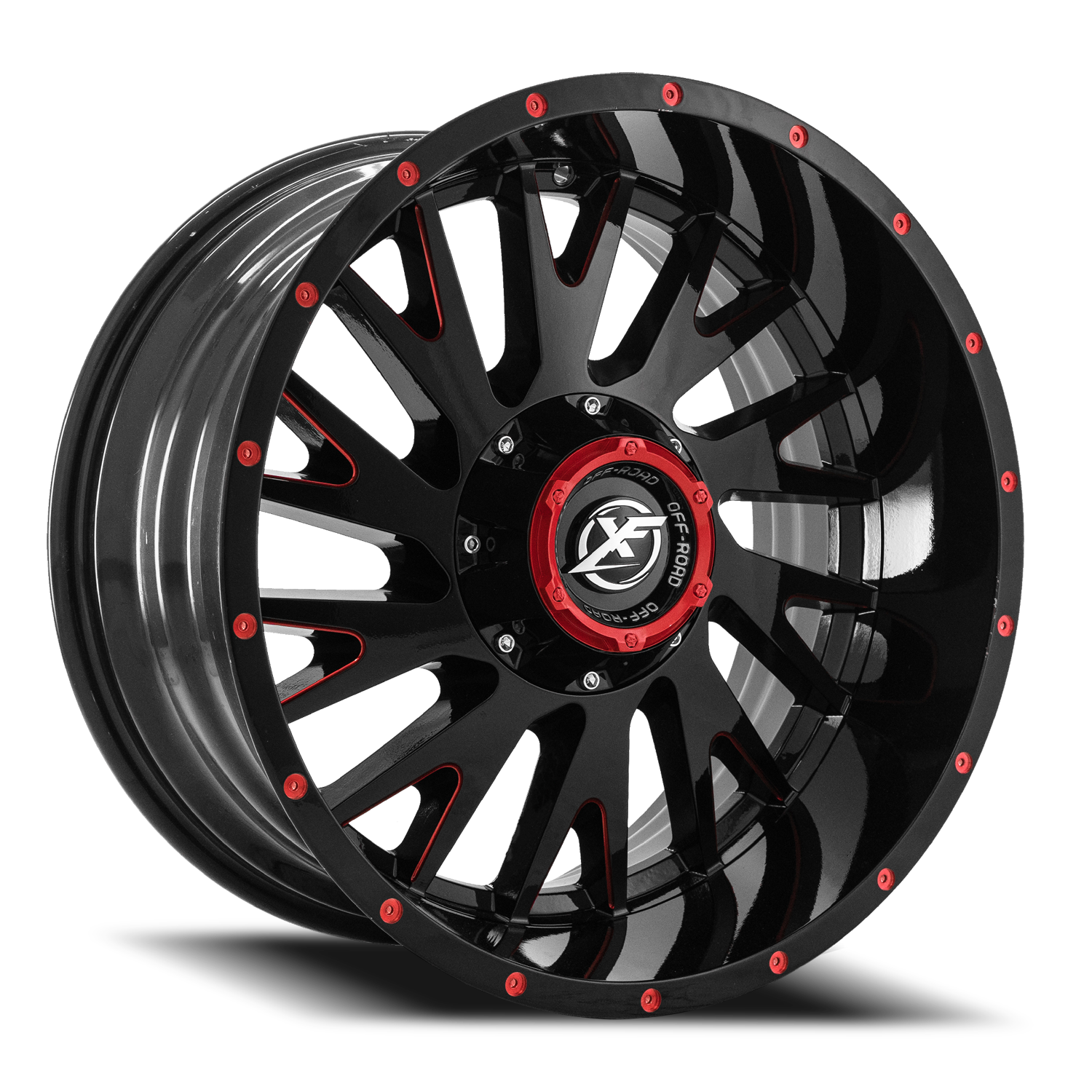 XF OFF-ROAD XF-221 20X10 -12 5X139.7/5X150 GLOSS BLACK & RED MILLED