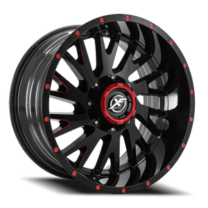 XF OFF-ROAD XF-221 20X10 -12 5X139.7/5X150 GLOSS BLACK & RED MILLED