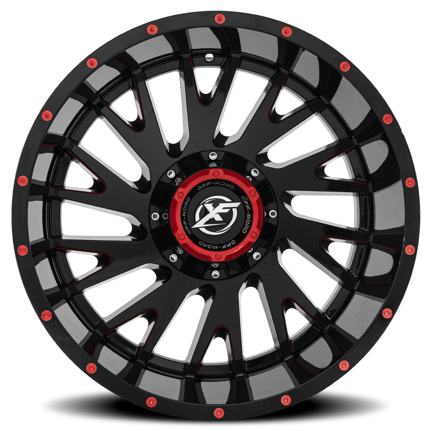 XF OFF-ROAD XF-221 20X12 -44 6X135/6X139.7 GLOSS BLACK & RED MILLED