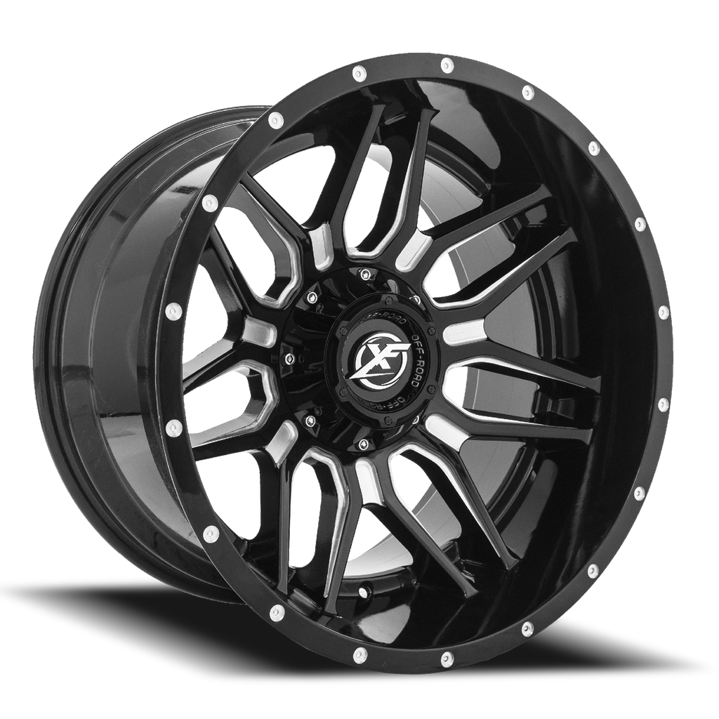 XF OFF-ROAD XF-222 26X14 -76 5X127/5X139.7 GLOSS BLACK & MILLED