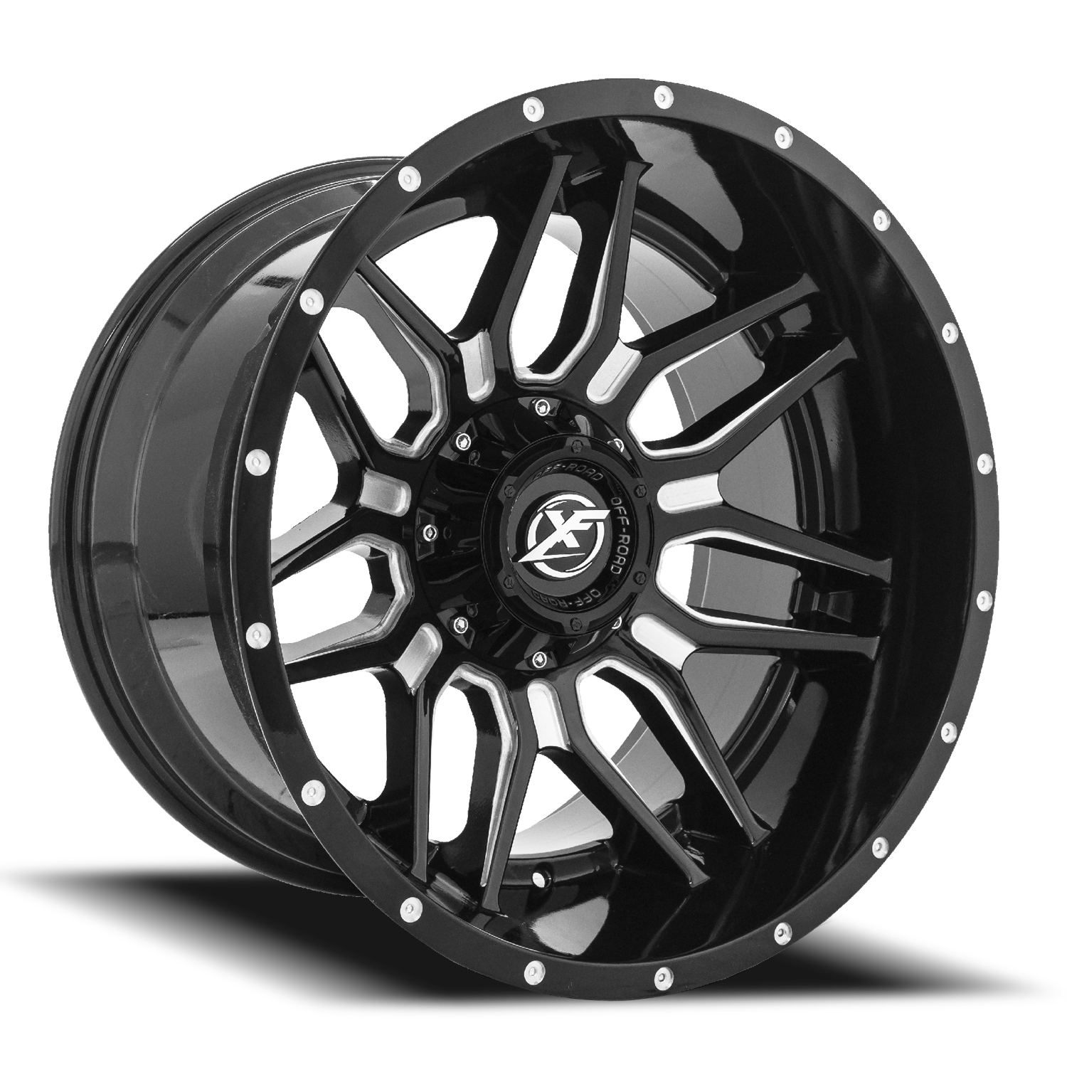 XF OFF-ROAD XF-222 20X9 12 5X139.7/5X150 GLOSS BLACK & MILLED