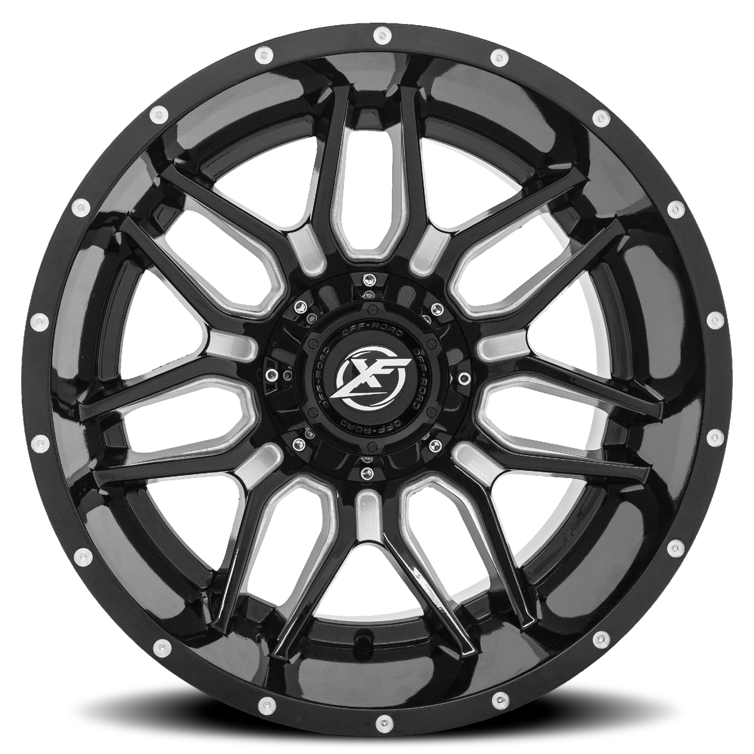 XF OFF-ROAD XF-222 20X9 12 6X135/6X139.7 GLOSS BLACK & MILLED