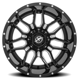 XF OFF-ROAD XF-222 20X9 12 6X135/6X139.7 GLOSS BLACK & MILLED