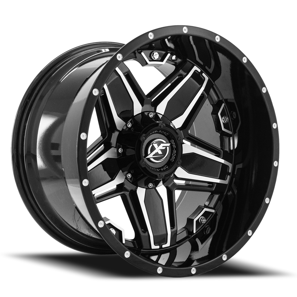 XF OFF-ROAD XF-223 20X12 -44 5X127/5X139.7 GLOSS BLACK & MACHINED