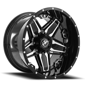 XF OFF-ROAD XF-223 20X12 -44 5X127/5X139.7 GLOSS BLACK & MACHINED