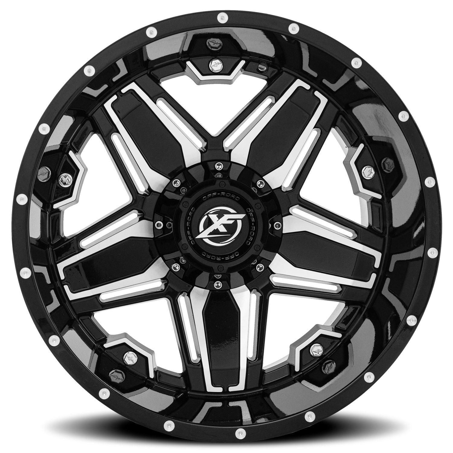 XF OFF-ROAD XF-223 20X12 -44 6X135/6X139.7 GLOSS BLACK & MACHINED