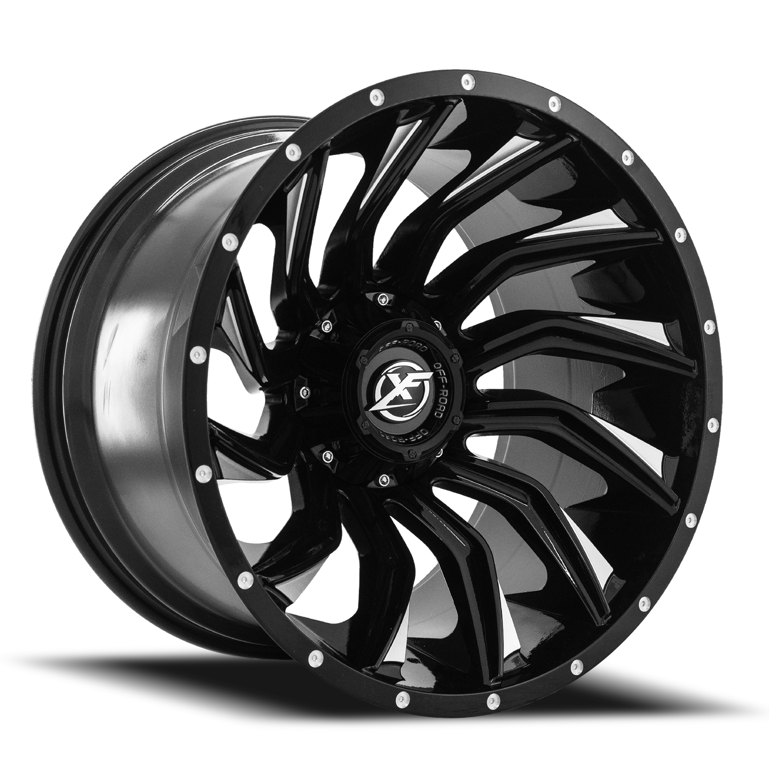 XF OFF-ROAD XF-224 22X12 -44 8X165.1/8X170 GLOSS BLACK & MILLED