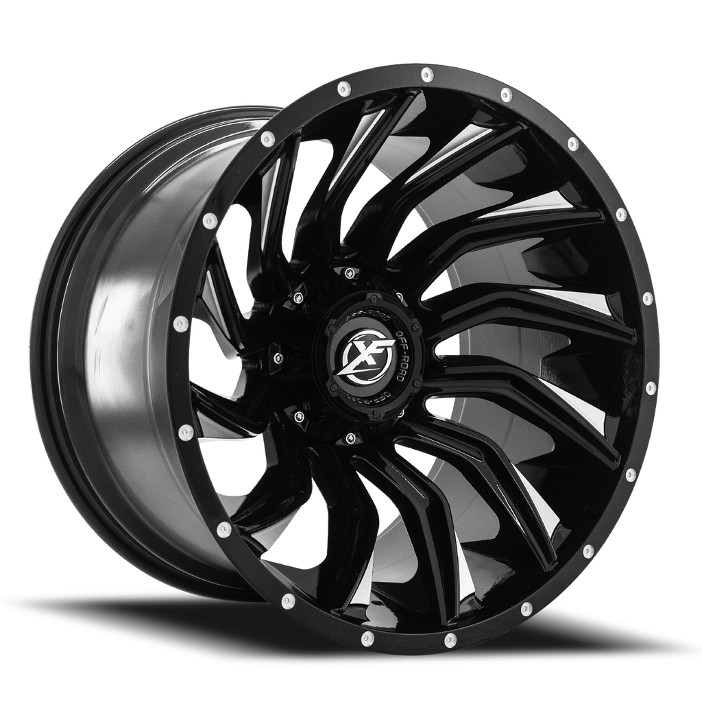 XF OFF-ROAD XF-224 20X9 12 8X165.1/8X180 GLOSS BLACK & MILLED