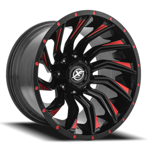 XF OFF-ROAD XF-224 20X12 -44 5X139.7/5X150 GLOSS BLACK & RED MILLED