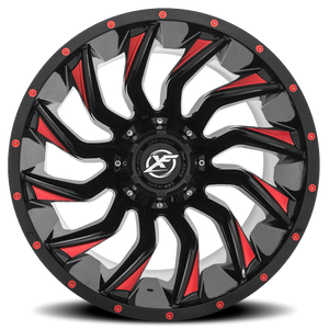 XF OFF-ROAD XF-224 28X14 -76 5X127/5X139.7 GLOSS BLACK & RED MILLED