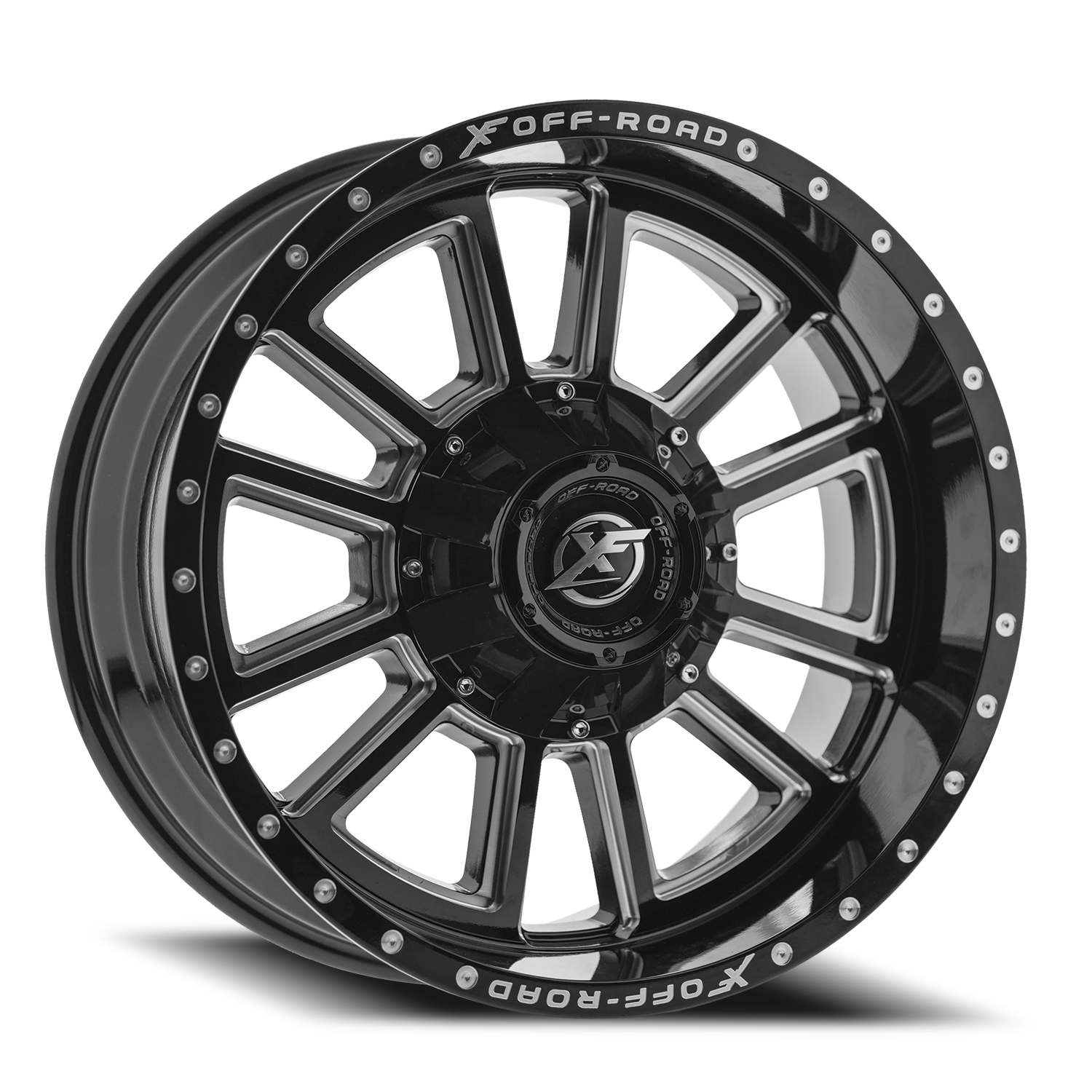 XF OFF-ROAD XF-225 20X10 -12 8X165.1/8X180 GLOSS BLACK & MILLED