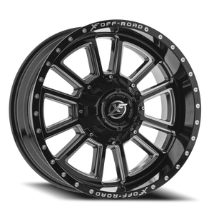 XF OFF-ROAD XF-225 20X10 -12 8X165.1/8X180 GLOSS BLACK & MILLED