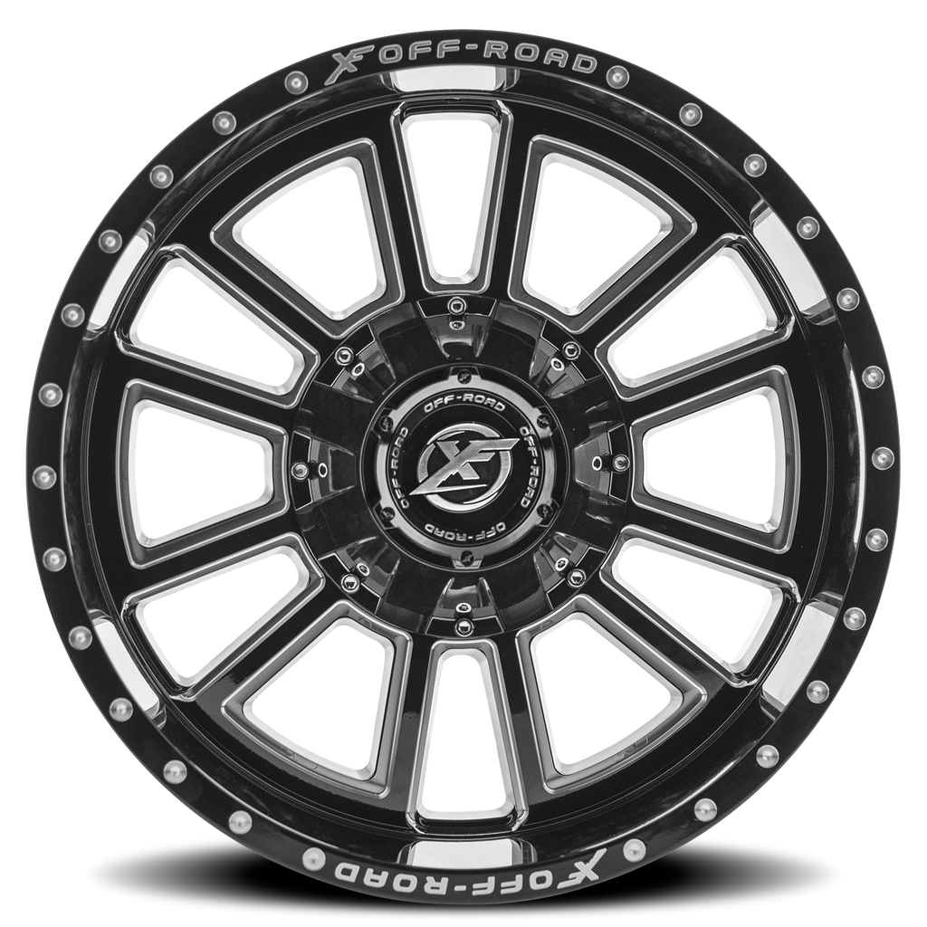 XF OFF-ROAD XF-225 20X10 -12 8X165.1/8X180 GLOSS BLACK & MILLED