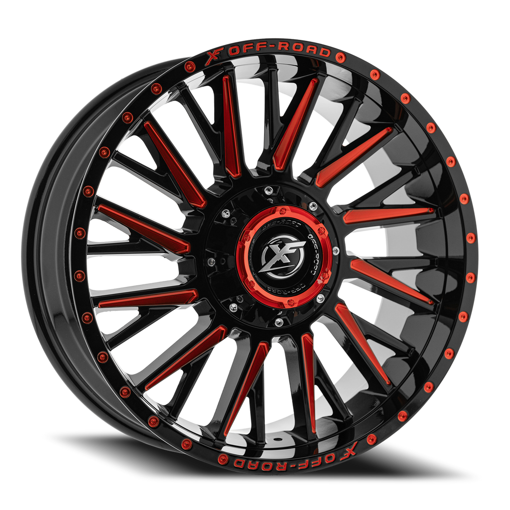 XF OFF-ROAD XF-226 20X10 -12 6X135/6X139.7 GLOSS BLACK & RED MILLED