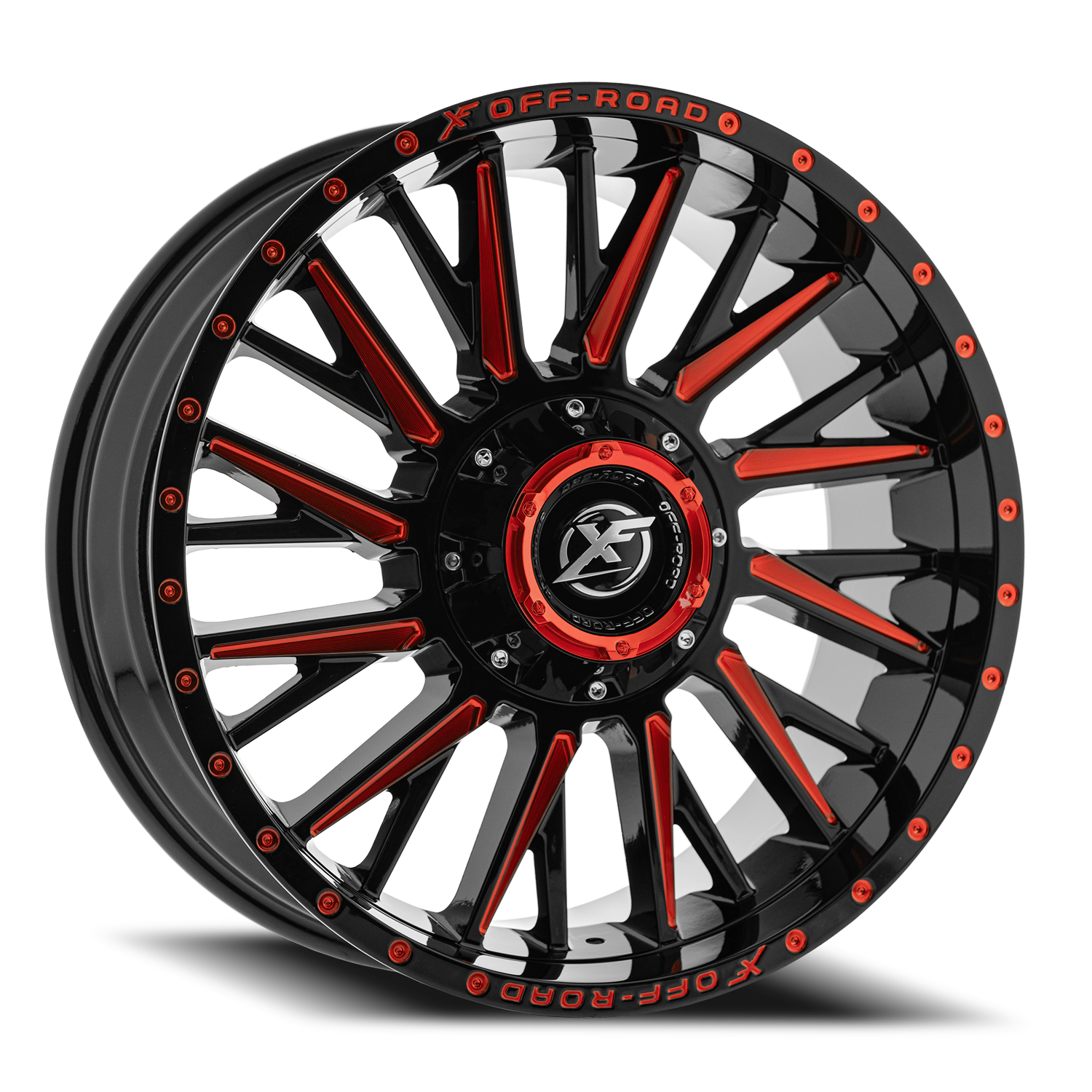 XF OFF-ROAD XF-226 20X10 -12 6X135/6X139.7 GLOSS BLACK & RED MILLED