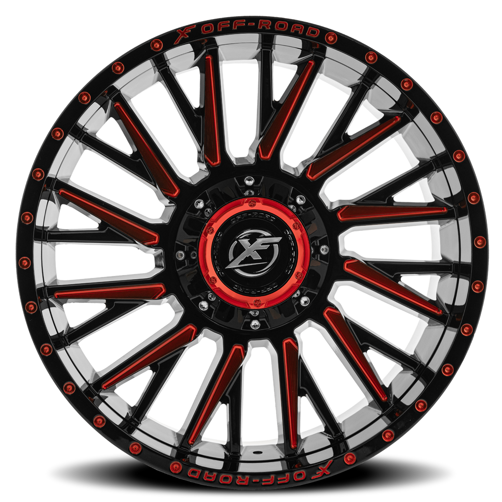 XF OFF-ROAD XF-226 20X10 -12 6X135/6X139.7 GLOSS BLACK & RED MILLED