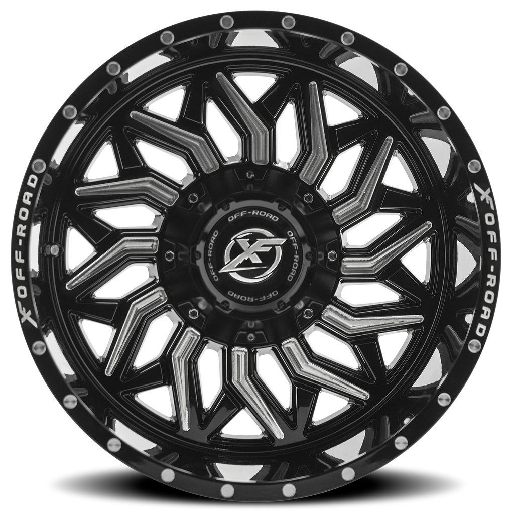 XF OFF-ROAD XF-228 20X10 -12 8X165.1/8X170 GLOSS BLACK & MILLED