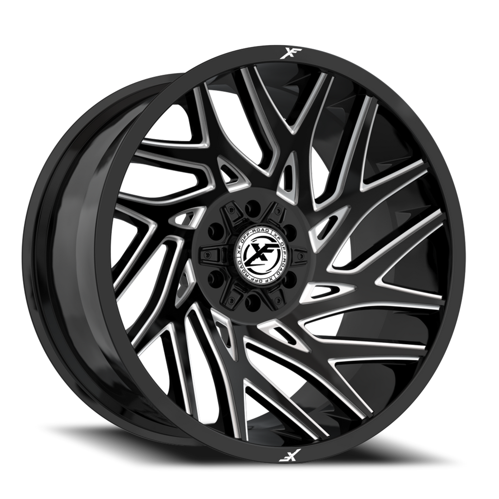 XF OFF-ROAD XF-229 22X12 -44 6X135/6X139.7 GLOSS BLACK & MILLED