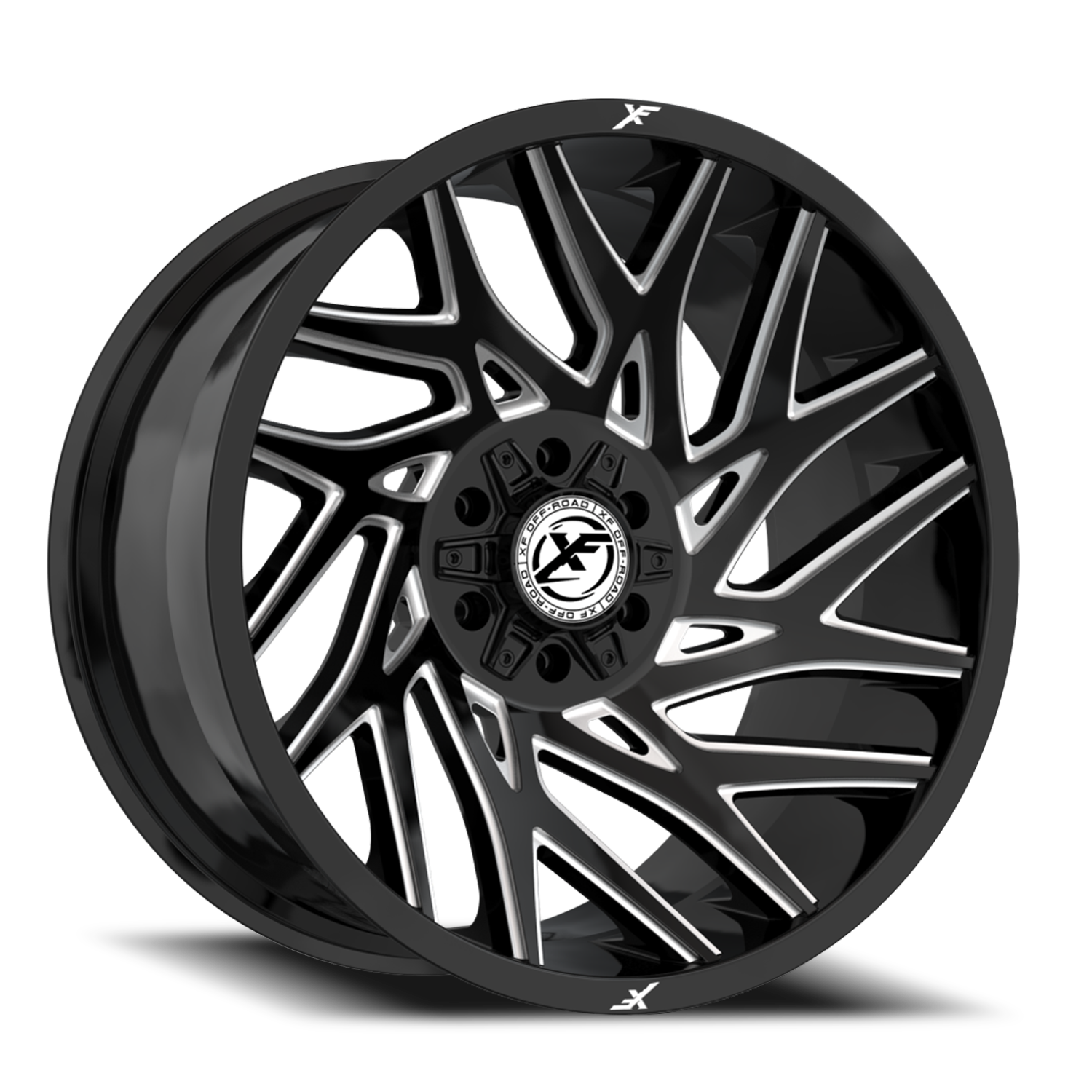 XF OFF-ROAD XF-229 22X12 -44 6X135/6X139.7 GLOSS BLACK & MILLED