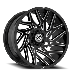 XF OFF-ROAD XF-229 22X12 -44 6X135/6X139.7 GLOSS BLACK & MILLED