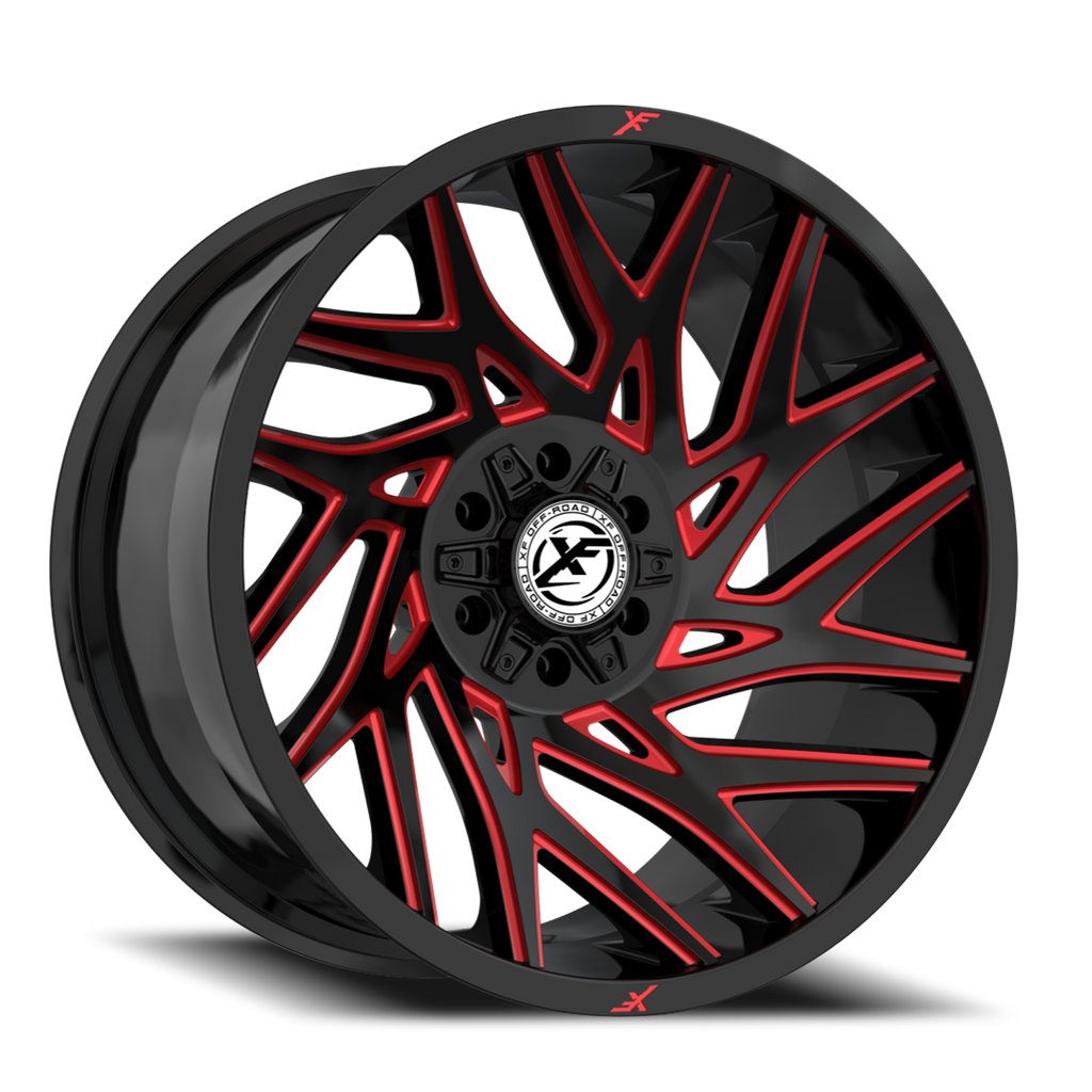 XF OFF-ROAD XF-229 20X9 0 5X127/5X139.7 GLOSS BLACK & RED MILLED