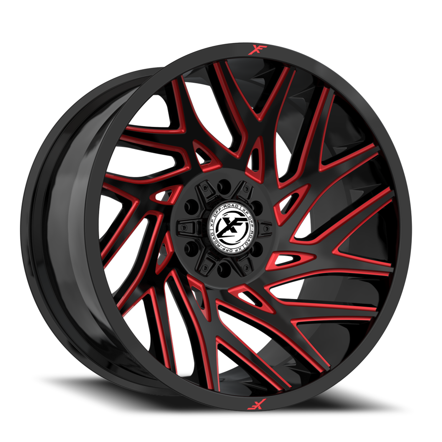 XF OFF-ROAD XF-229 20X9 0 5X127/5X139.7 GLOSS BLACK & RED MILLED