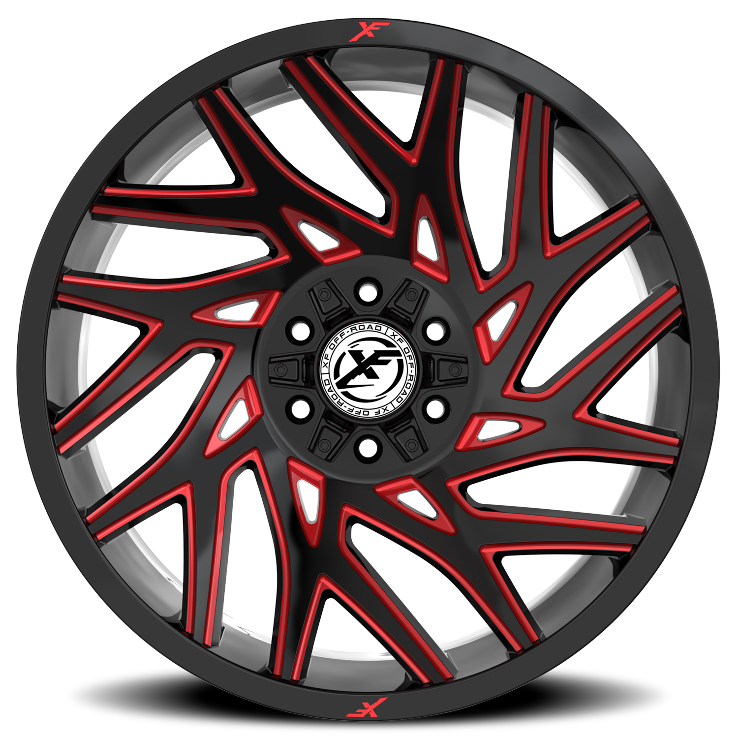 XF OFF-ROAD XF-229 22X10 -24 6X135/6X139.7 GLOSS BLACK & RED MILLED