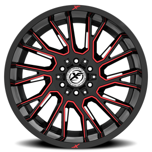 XF OFF-ROAD XF-230 18X9 12 5X127/5X139.7 GLOSS BLACK & RED MACHINED