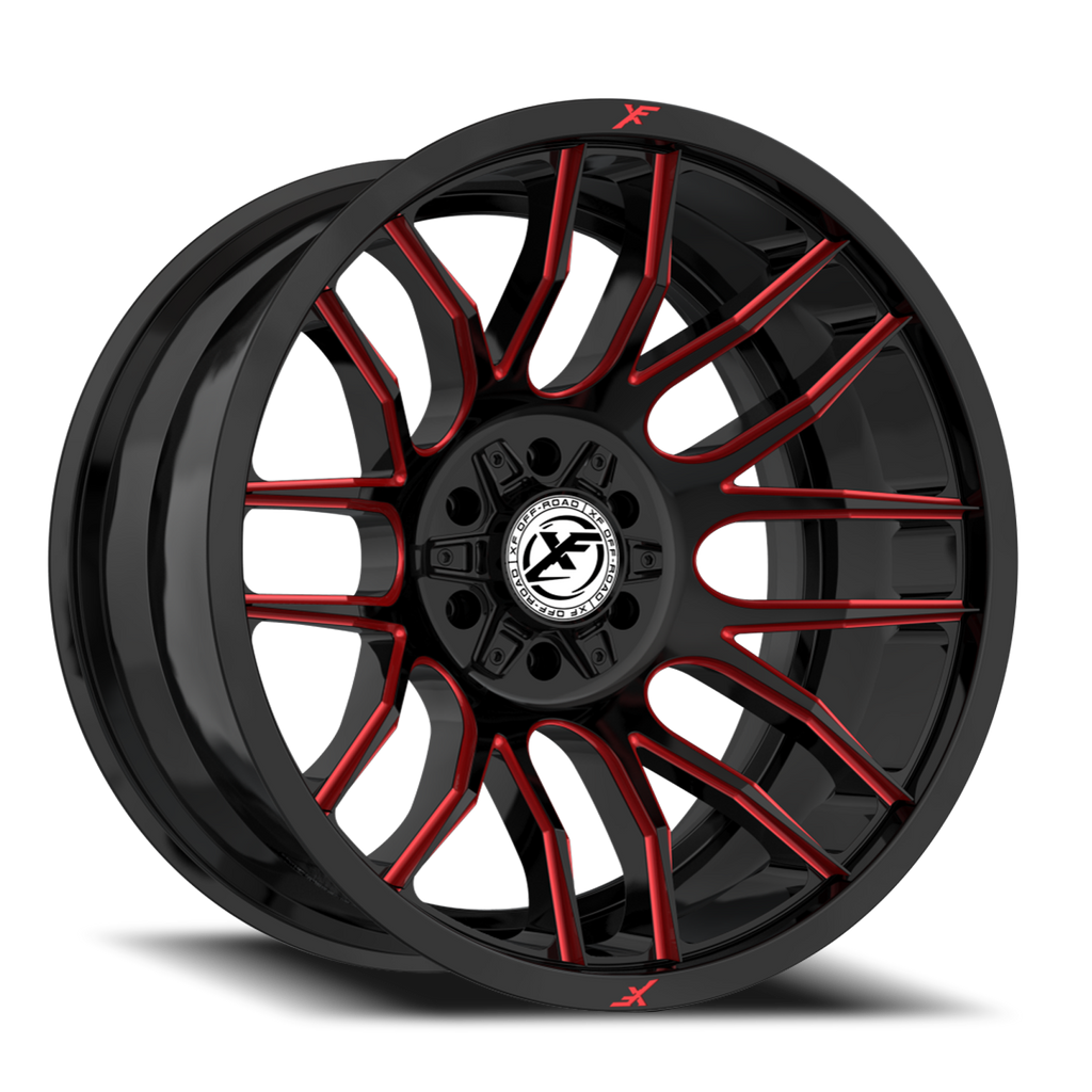 XF OFF-ROAD XF-232 17X9 0 5X127/5X139.7 GLOSS BLACK & RED MILLED