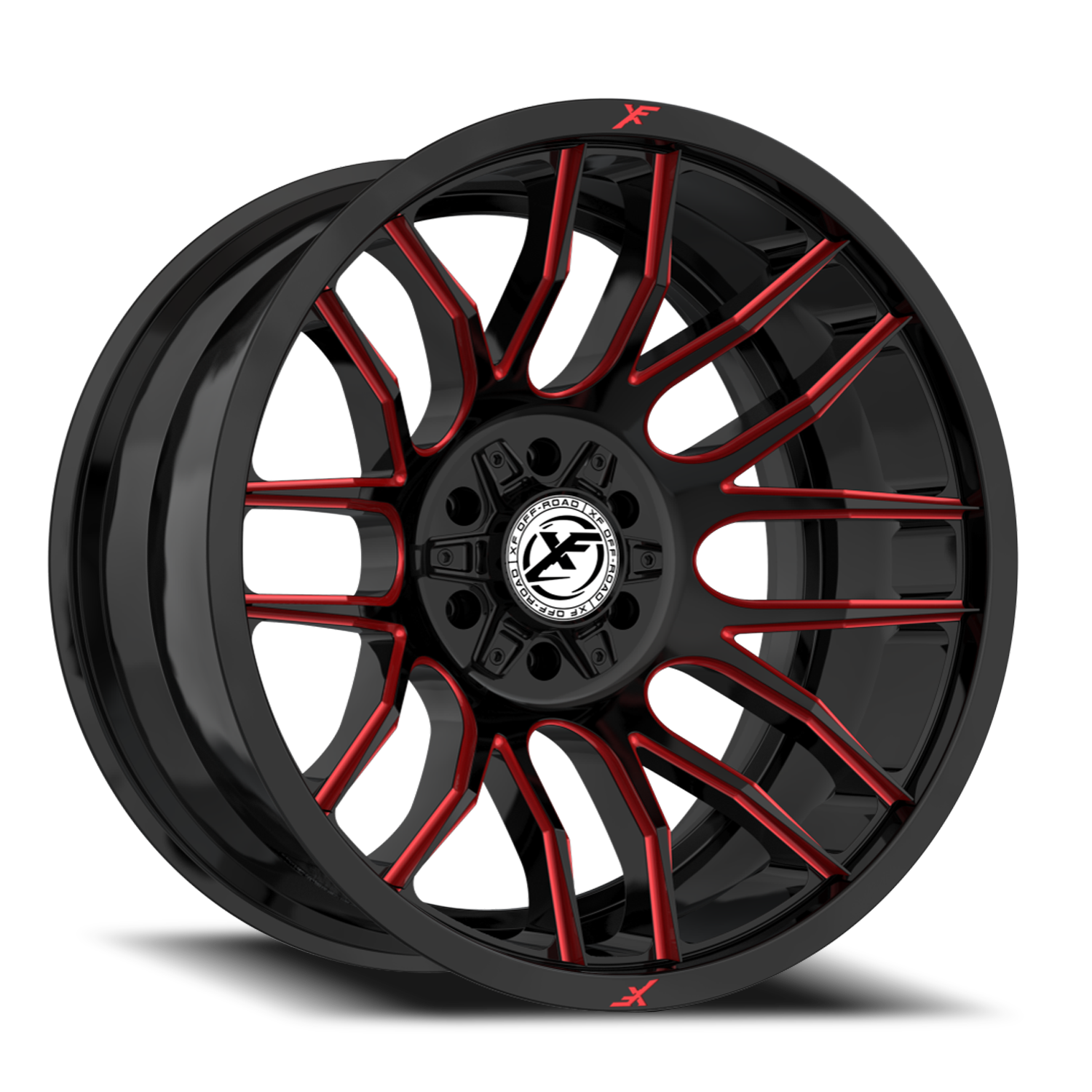 XF OFF-ROAD XF-232 20X9 0 5X127/5X139.7 GLOSS BLACK & RED MILLED