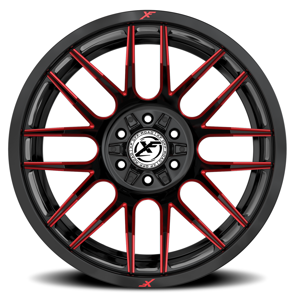 XF OFF-ROAD XF-232 20X12 -44 8X165.1/8X170 GLOSS BLACK & RED MILLED