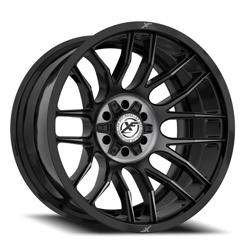 XF OFF-ROAD XF-232 20X12 -44 8X165.1/8X170 GLOSS BLACK & MACHINED TITANIUM DOUBLE DARK TINT