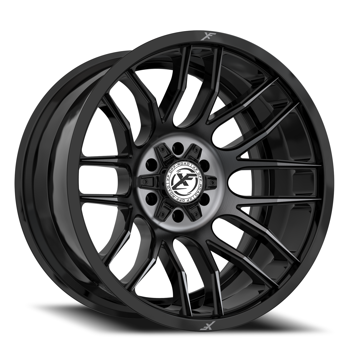 XF OFF-ROAD XF-232 20X12 -44 8X165.1/8X170 GLOSS BLACK & MACHINED TITANIUM DOUBLE DARK TINT