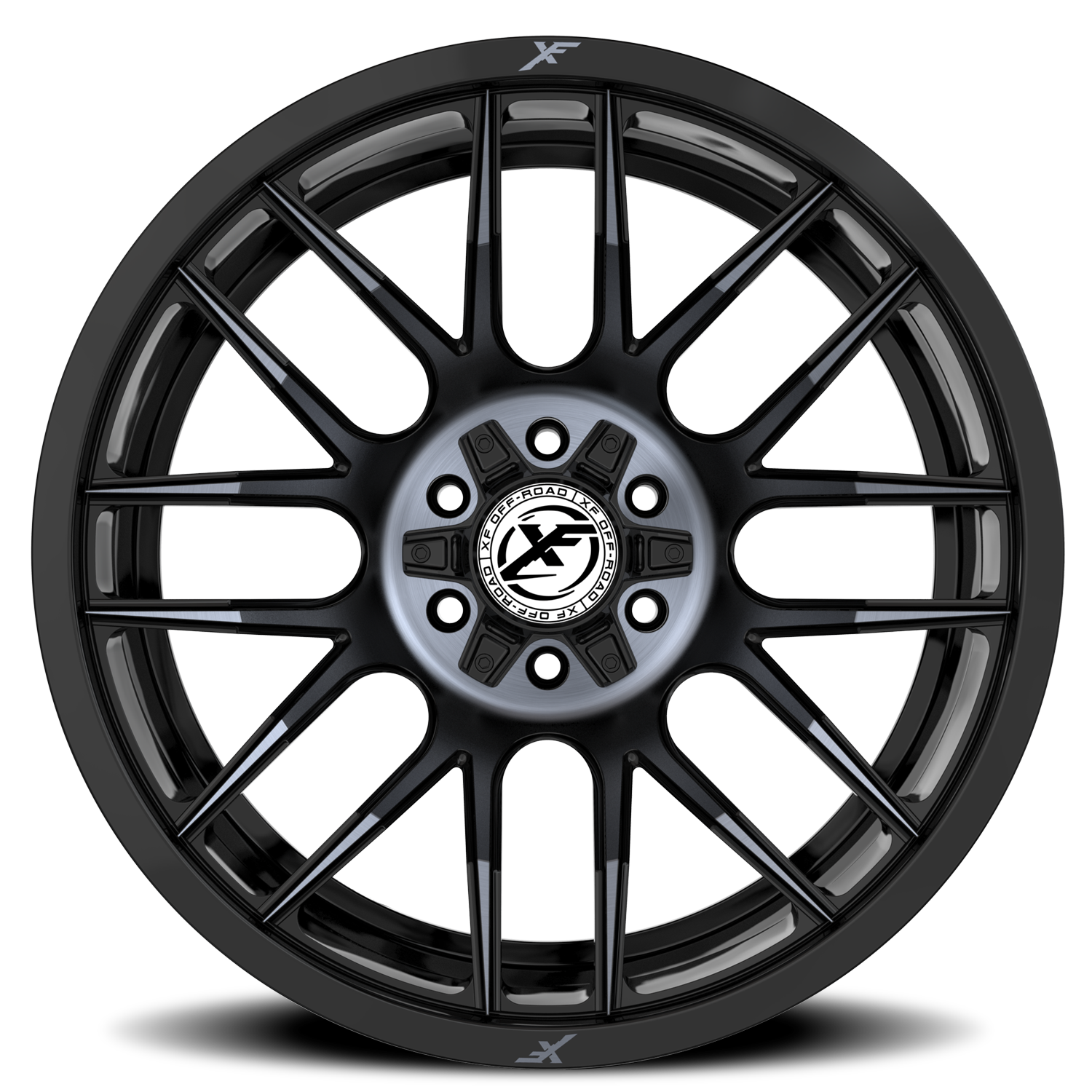 XF OFF-ROAD XF-232 20X9 0 6X135/6X139.7 GLOSS BLACK & MACHINED TITANIUM DOUBLE DARK TINT