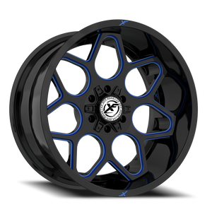 XF OFF-ROAD XF-233 20X10 -24 5X127/5X139.7 GLOSS BLACK & BLUE MILLED