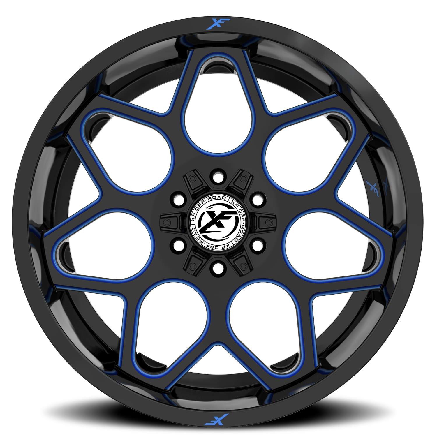 XF OFF-ROAD XF-233 20X10 -24 5X127/5X139.7 GLOSS BLACK & BLUE MILLED